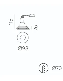 Foco de techo empotrable Antea – ACB – Downlight redondo, 1xGU10
