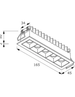 Foco de techo FE23 - Conalux. Multi - Foco empotrable lineal (5 luces)