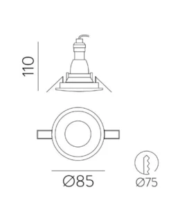 Foco de techo Nork - ACB - Downlight Empotrable Blanco 8.5 cm