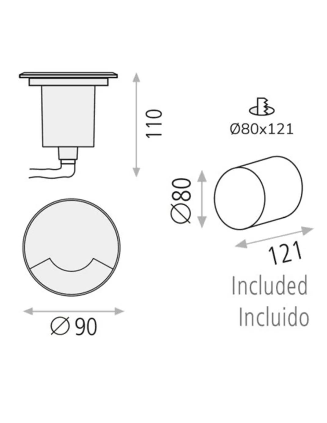 Foco empotrable de suelo Indus - ACB - Lámpara de exterior IP67, Ø 9 cm