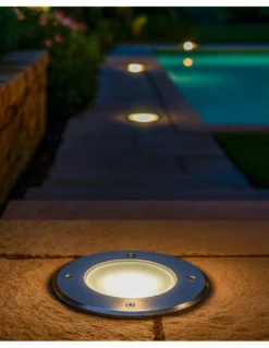 Foco empotrable de suelo Nitra - Conalux - Lámpara LED de acero inoxidable, Ø 15/18 cm