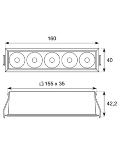 Foco empotrable Dot - Conalux - Lámpara de techo rectangular LED