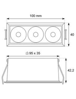 Foco empotrable Dot - Conalux - Lámpara de techo rectangular LED