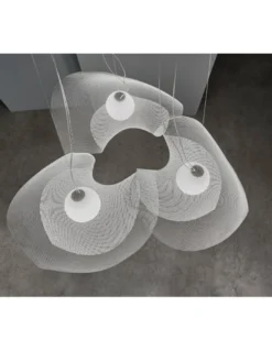 Lampara colgante Mytilus - a-emotional light - Composición LED con 3 lámparas, malla blanca