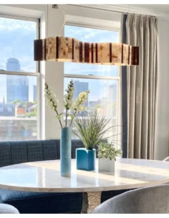 Lampara colgante Vento - a-emotional light - Lámpara de cristal beige, 96 cm