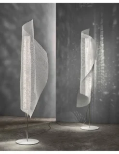 Lampara de pie Clara - a-emotional light - Lámpara LED decorativa de malla blanca