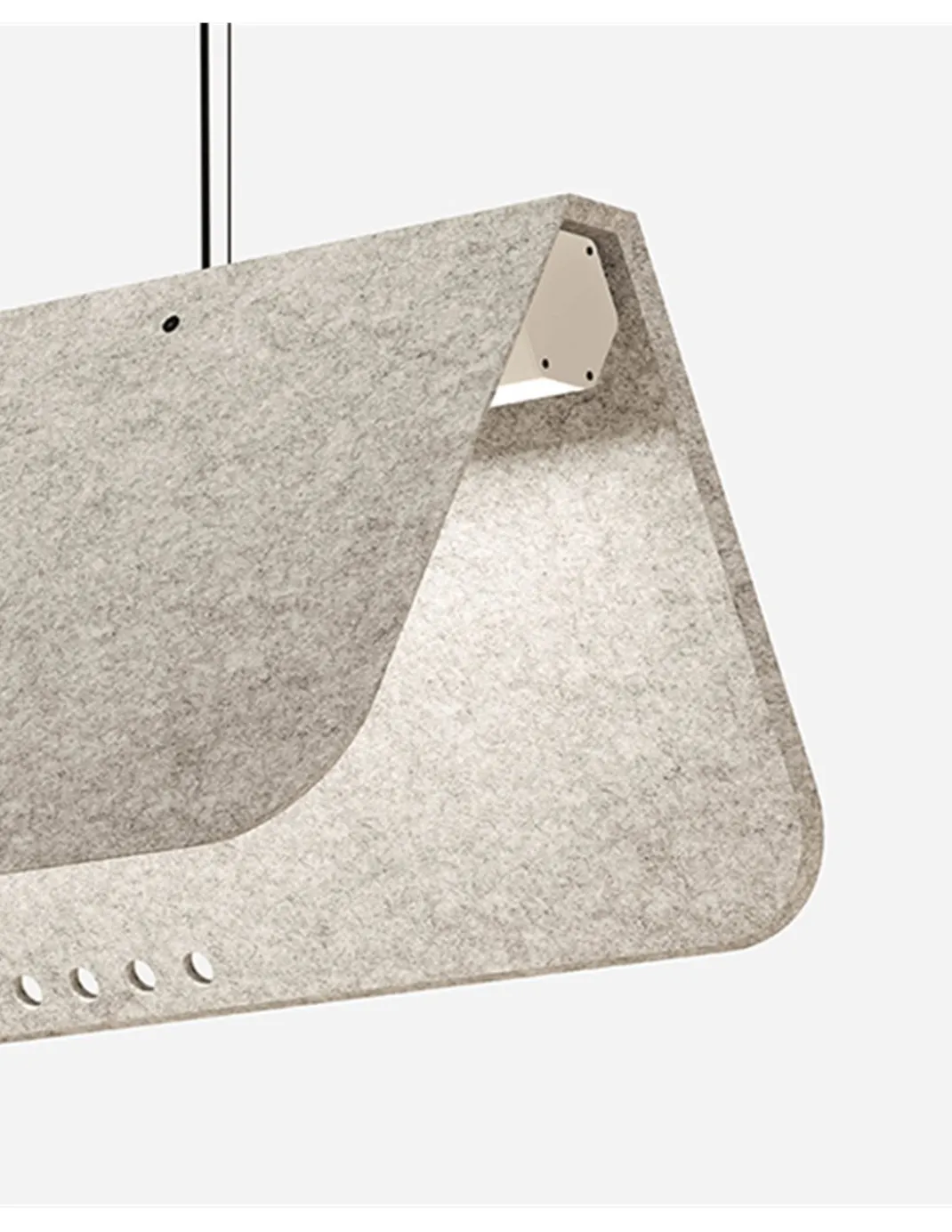 Lámpara acústica colgante Kuntur - Luz Negra - Lámpara LED con fieltro PET fonoabsorbente