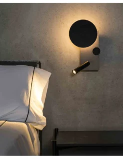Lámpara aplique derecho con lector Klee – Faro – Acero gris, Atenuable, COB LED 2700K