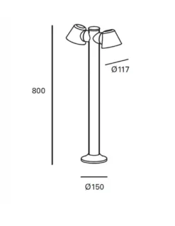 Lámpara baliza de exterior Cone – FORLIGHT – Lámpara negra con 1 o 2 focos, GU10 IP54, Altura: 80 cm