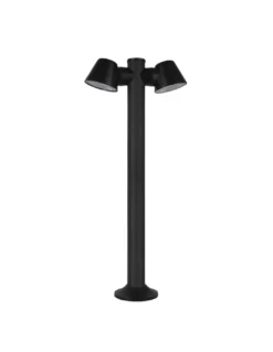 Lámpara baliza de exterior Cone – FORLIGHT – Lámpara negra con 1 o 2 focos, GU10 IP54, Altura: 80 cm