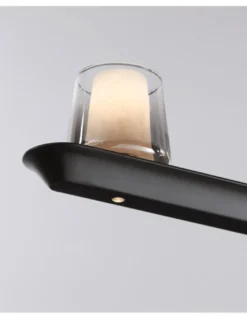 Lámpara colgante Alabastro - Mantra - Lámpara lineal de 5 luces con pantallas de cristal(luz directa e indirecta)