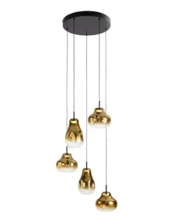 Lámpara colgante Aledis - Schuller - Lámpara de 5 luces de cristal soplado