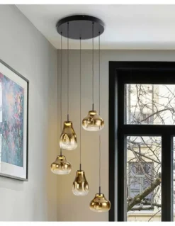Lámpara colgante Aledis - Schuller - Lámpara de 5 luces de cristal soplado