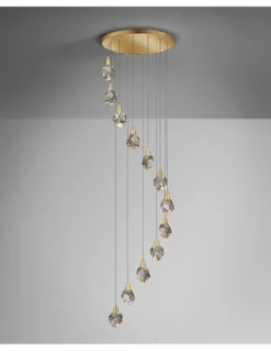 Lámpara colgante Aquaria 12 – Schuller – 12 tulipas de cristal macizo, lámpara LED decorativa