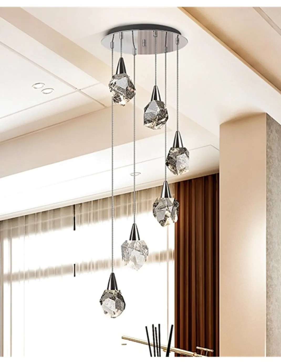 Lámpara colgante Aquaria 6 – Schuller – Diseño decorativo, tulipas de cristal macizo