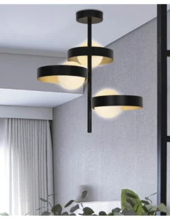 Lámpara colgante Arianna - AJP - Lámpara de techo retro, 3 luces, acabado negro