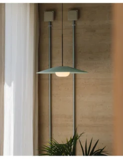 Lámpara colgante Artic - Milán - Pantalla cinta verde turquesa y crema