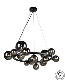Lámpara colgante Astros - Schuller - Lámpara vintage cristal gris, 14 luces tipo bola