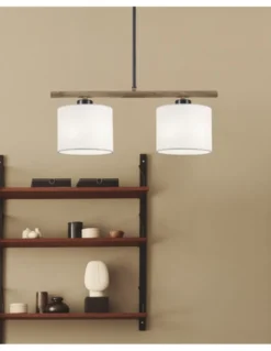 Lámpara colgante Berta – AJP – Diseño nórdico con 2 luces, pantalla de tela
