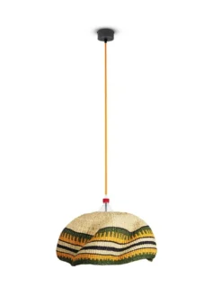 Lámpara colgante Bolgatanga Single S - PET Lamp - Pantalla de fibra natural “elephant grass” y botellas recicladas
