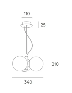 Lámpara colgante Buble – Massmi – Lámpara tipo bola, 3 luces E14, Tulipas opal mate cogidas con pinzas