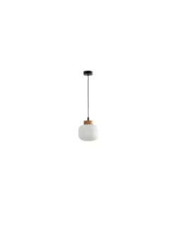 Lámpara colgante Bulbo - Massmi - Lámpara nórdica de cristal opal y madera