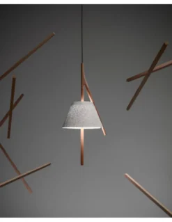 Lámpara colgante Cambo - a-emotional light - Lámpara decorativa de malla y madera de haya