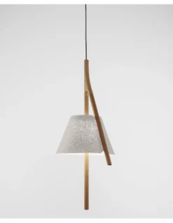 Lámpara colgante Cambo - a-emotional light - Lámpara decorativa de malla y madera de haya