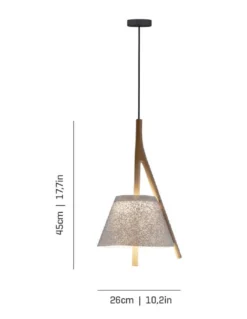 Lámpara colgante Cambo - a-emotional light - Diseño moderno con pantalla de malla y madera