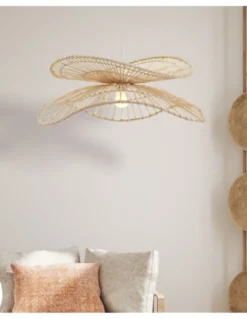 Lámpara colgante Chenoa - IDP Lampshades - Doble pantalla ondulada de mimbre
