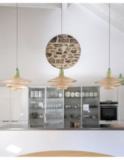 Lámpara colgante Chimbarongo Single Triple - PET Lamp - Lámpara artesanal de fibra natural, estilo boho