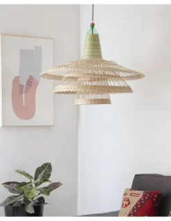 Lámpara colgante Chimbarongo Single Triple - PET Lamp - Lámpara artesanal de fibra natural, estilo boho