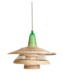 Lámpara colgante Chimbarongo Single Triple - PET Lamp - Lámpara artesanal de fibra natural, estilo boho