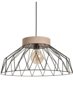 Lámpara colgante Clayton - IDP Lampshades - Lámpara decorativa tipo jaula, madera y metal