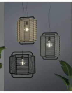 Lámpara colgante Corda - ACB - Diseño boho con pantalla trenzada de cuerda y altura regulable