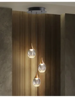 Lámpara colgante Corina - Schuller - 3 luces de acrílico, acabado dorado