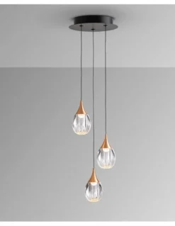 Lámpara colgante Corina - Schuller - 3 luces de acrílico, acabado dorado