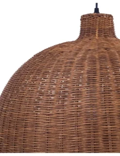 Lámpara colgante Cortic - FORLIGHT - Diseño boho chic, pantalla de ratán marrón