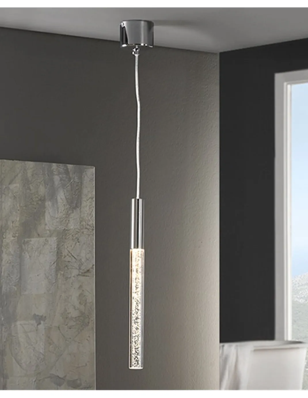 Lámpara colgante Cosmo – Schuller – Diseño tubular en cromo brillo