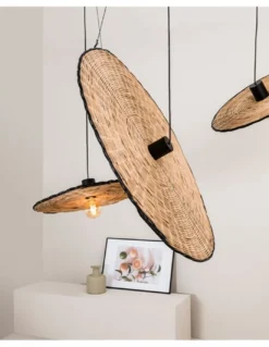Lámpara colgante Costas – Faro – De ratán, 60-100 cm