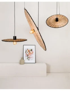 Lámpara colgante Costas – Faro – De ratán, 60-100 cm