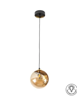 Lámpara colgante Dark – Schuller – Lámpara tipo bola en 2 tamaños, tulipa de cristal ámbar