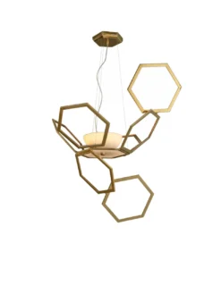 Lámpara colgante de latón con hexágonos sin cristal – Ramie – MYO