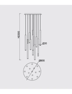 Lámpara Colgante de techo Cala - Mantra - 14 luces con plafón redondo, idónea para grandes techos