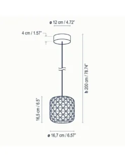 Lámpara colgante de techo Nans – Bover – Pantalla de fibra sintética tejida a mano, Disponible en varios tamaños, LED regulable
