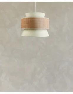 Lámpara colgante de techo Salomon – IDP Lampshades – Diseño natural, pantalla de lino y rafia