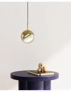 Lámpara colgante Dora - Aromas - Lámpara bola elegante 10 cm, dorado y cristal óptico