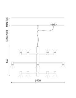 Lámpara colgante empotrable Art Chandelier - Arkoslight - Lámpara minimalista de 3 alturas