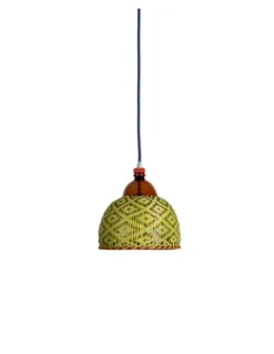 Lámpara colgante Eperara-Siapidara Single S-A - PET Lamp - Lámpara artesanal verde, fibra natural