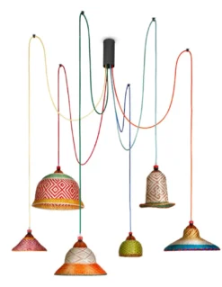 Lámpara colgante Eperara-Siapidara Set 6 - PET Lamp - Lámpara artesanal de araña, materiales reciclados